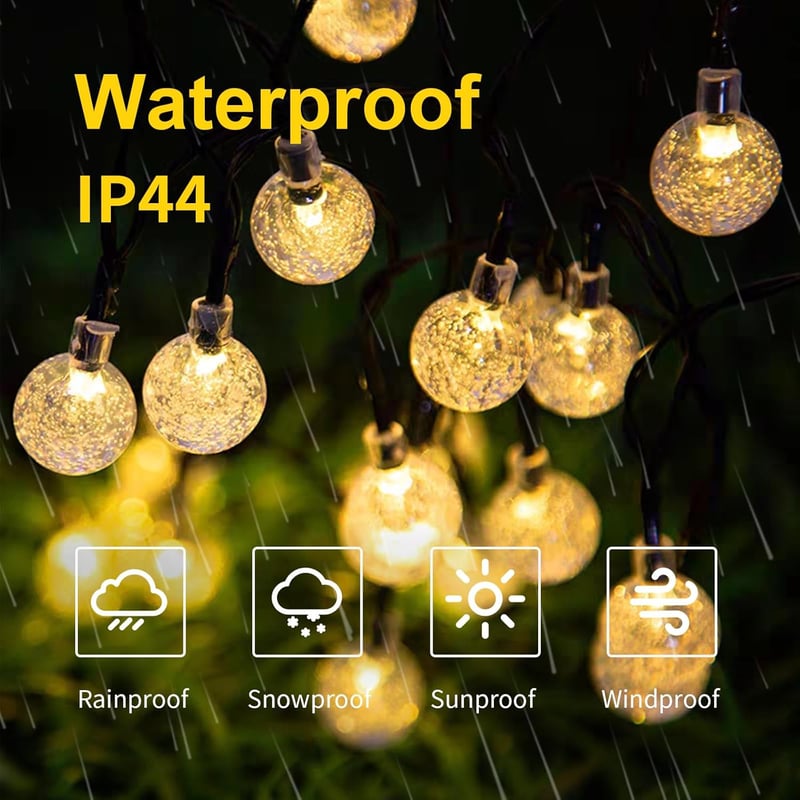 LQWELL Napelemes Tündérfény Kültéri Kert 40 LED 10m IP44 8 Mód Meleg Fehér