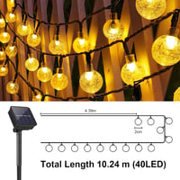 LQWELL Napelemes Tündérfény Kültéri Kert 40 LED 10m IP44 8 Mód Meleg Fehér 7