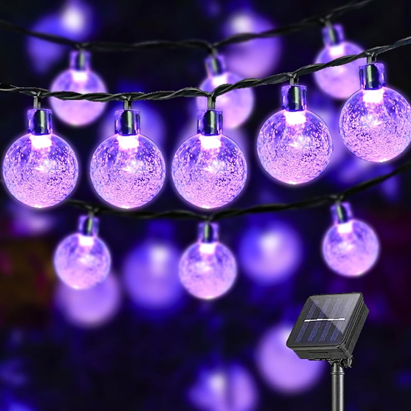 LQWELL Szolár Tündérfény 8m 30 LED 8 Mód Kültéri Beltéri Lánc Kristály IP44 Lila