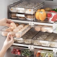 Organizator retractabil pentru ouă Lrocotanc pentru frigider, cu șină glisantă și mâner, cutie extensibilă de depozitare a ouălor pentru frigider, congelator și bucătărie 6