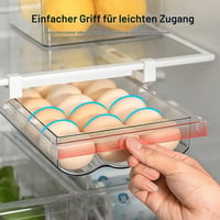 Organizator retractabil pentru ouă Lrocotanc pentru frigider, cu șină glisantă și mâner, cutie extensibilă de depozitare a ouălor pentru frigider, congelator și bucătărie 3
