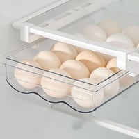 Organizator retractabil pentru ouă Lrocotanc pentru frigider, cu șină glisantă și mâner, cutie extensibilă de depozitare a ouălor pentru frigider, congelator și bucătărie 1