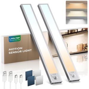 LROLTEF LED svjetiljka za ormarić sa senzorom pokreta - 21 cm, 1500 mAh, podesiva svjetlina 3000K-6500K, punjiva, magnetska, za kuhinju i stepenice