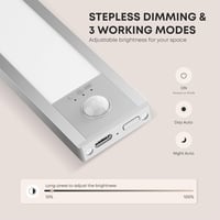 LROLTEF LED szekrénylámpa mozgásérzékelővel 21cm újratölthető dimmer - 6500K 21CM*2 4