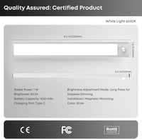 LROLTEF LED szekrénylámpa mozgásérzékelővel 21cm újratölthető dimmer - 6500K 21CM*2 7