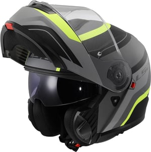 LS2 STROBE II MONZA matt fekete HV sárga bukósisak motorkerékpár klappos M