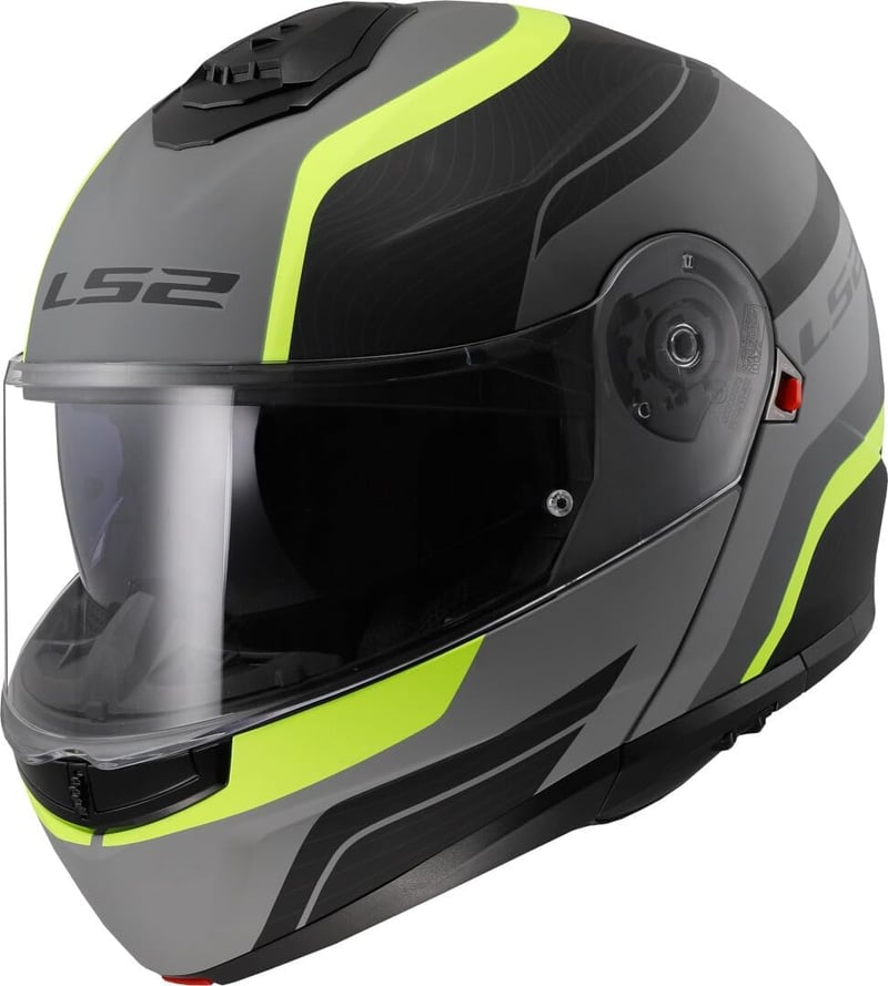 LS2 STROBE II MONZA matt fekete HV sárga bukósisak motorkerékpár klappos M