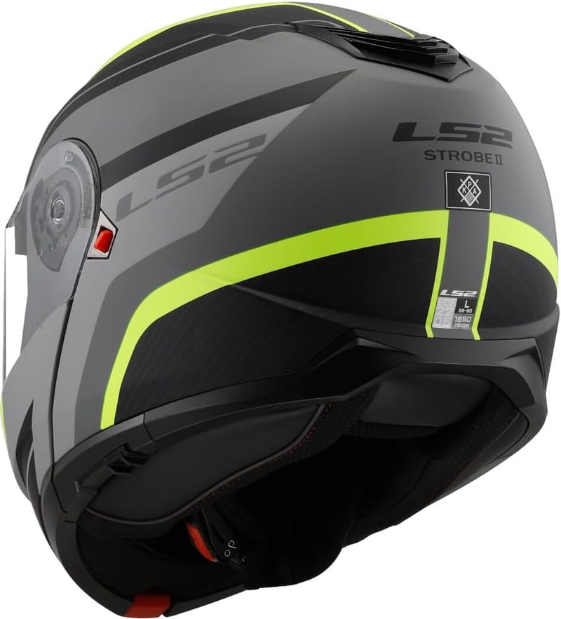 LS2 STROBE II MONZA matt fekete HV sárga bukósisak motorkerékpár klappos M