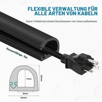 Canal de cablu autoadeziv pentru pardoseală LSGCQ – Semirotund, flexibil, organizator și mască pentru cabluri, negru, 7 mm x 14 mm x 3 m 5