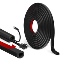 Canal de cablu autoadeziv pentru pardoseală LSGCQ – Semirotund, flexibil, organizator și mască pentru cabluri, negru, 7 mm x 14 mm x 3 m 1
