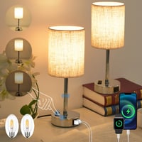 LSWZZ Set od 2 noćne svjetiljke na dodir s funkcijom prigušivanja i USB A+C punjenjem - Stolna lampa s podesivom svjetlinom za spavaću sobu 1