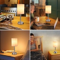 LSWZZ Set od 2 noćne svjetiljke na dodir s funkcijom prigušivanja i USB A+C punjenjem - Stolna lampa s podesivom svjetlinom za spavaću sobu 4