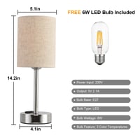 LSWZZ Set od 2 noćne svjetiljke na dodir s funkcijom prigušivanja i USB A+C punjenjem - Stolna lampa s podesivom svjetlinom za spavaću sobu 3