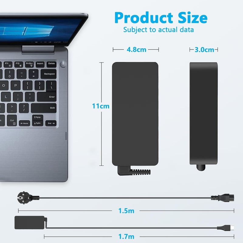 LTBSTOYE 65W/45W USB-C Laptop Töltő - Lenovo, HP, Dell, Asus, Acer, Samsung Kompatibilis - Gyorstöltés PD Technológiával - Fekete