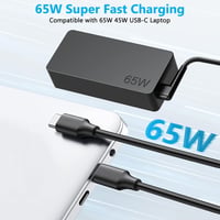 LTBSTOYE 65W/45W USB-C Laptop Töltő - Lenovo, HP, Dell, Asus, Acer, Samsung Kompatibilis - Gyorstöltés PD Technológiával - Fekete 3