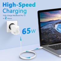 LTBSTOYE 65W GaN USB-C Gyorstöltő Adapter MacBook, iPad, iPhone 16, Samsung Galaxy Készülékekhez - Kompakt Hordozható Töltő 1,8m Kábellel 5