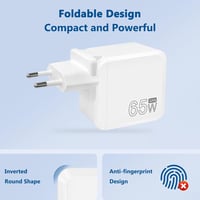 LTBSTOYE 65W GaN USB-C Gyorstöltő Adapter MacBook, iPad, iPhone 16, Samsung Galaxy Készülékekhez - Kompakt Hordozható Töltő 1,8m Kábellel 3