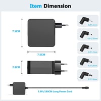 LTBSTOYE 65W Univerzális Laptop Töltő 5 Csatlakozóval - Asus Vivobook/Zenbook, Lenovo IdeaPad/Yoga Kompatibilis - Gyorstöltés, Túlfeszültség 3