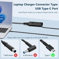 LTBSTOYE 65W USB-C Laptop Töltő HP Spectre X360, Envy, EliteBook, Chromebook Készülékekhez - Vékony Kialakítás, 6 Láb Hosszú Fonott Kábel, F 5