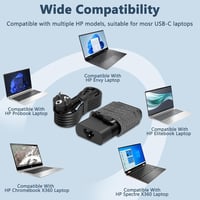 LTBSTOYE 65W USB-C Laptop Töltő HP Spectre X360, Envy, EliteBook, Chromebook Készülékekhez - Vékony Kialakítás, 6 Láb Hosszú Fonott Kábel, F 4