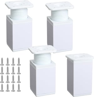 Luabue podesive noge za namještaj, četvrtaste, aluminijske, bijele - 8 cm - 4 kom