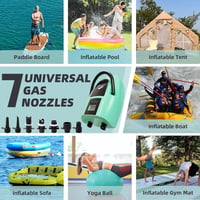 LUBAKED Elektromos Pumpa 20 PSI - Kétsebességes Automata SUP Felfújó és Leeresztő LCD Kijelzővel, 7 Fúvókával Paddleboardhoz, Csónakhoz (Men - mint green, 27 x 20 x 16 cm, Mint Green 2