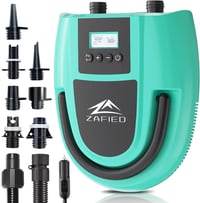 LUBAKED Elektromos Pumpa 20 PSI - Kétsebességes Automata SUP Felfújó és Leeresztő LCD Kijelzővel, 7 Fúvókával Paddleboardhoz, Csónakhoz (Men - mint green, 27 x 20 x 16 cm, Mint Green 1