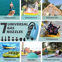 LUBAKED Elektromos SUP Pumpa 20 PSI - Kétfokozatú Automata Kompresszor LCD Kijelzővel, 12V-os, 7 Fúvókával Paddleboardhoz, Csónakhoz, Matrac 4
