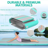LUBAKED Felfújható Tornaszőnyeg   300*100*20 cm Tornagymnasztika Edzőpad Otthoni Fitness Jóga Matrac Pumpával - 300 x 100 x 20 cm, mint green 3