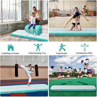 LUBAKED Felfújható Tornaszőnyeg   300*100*20 cm Tornagymnasztika Edzőpad Otthoni Fitness Jóga Matrac Pumpával - 300 x 100 x 20 cm, mint green 4