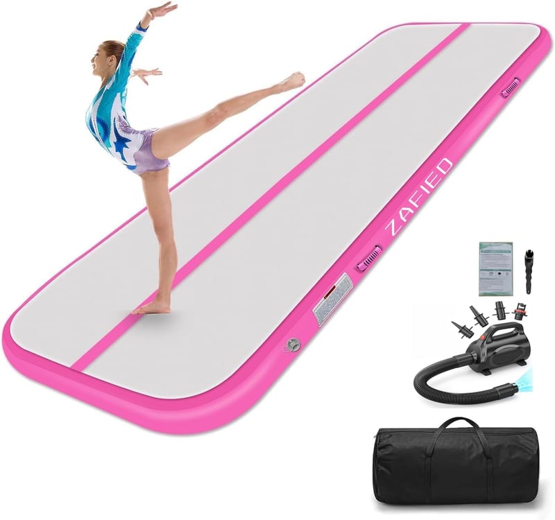 LUBAKED Felfújható Tornaszőnyeg 3x1mx10 cm Edzőpad Otthoni Fitness Jóga Matrac Pumpával