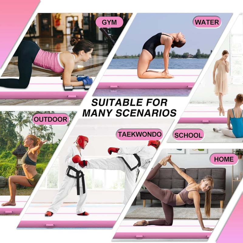LUBAKED Felfújható Tornaszőnyeg Tornagymnasztika Edzőpad Otthoni Fitness Jóga Matrac Pumpával