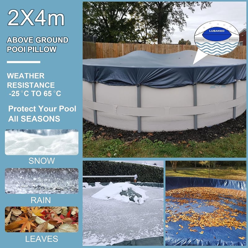 LUBAKED Téli Medence Párna 2x4m Téli Takaró -25°C Dupla Varrás