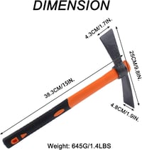 LUBAN Kétfejű Kerti Kapa Baltával, 38,5 cm Ergonomikus Csúszásmentes Üvegszálas Nyéllel, Kertészkedéshez, Vadászathoz és Kempingezéshez 2