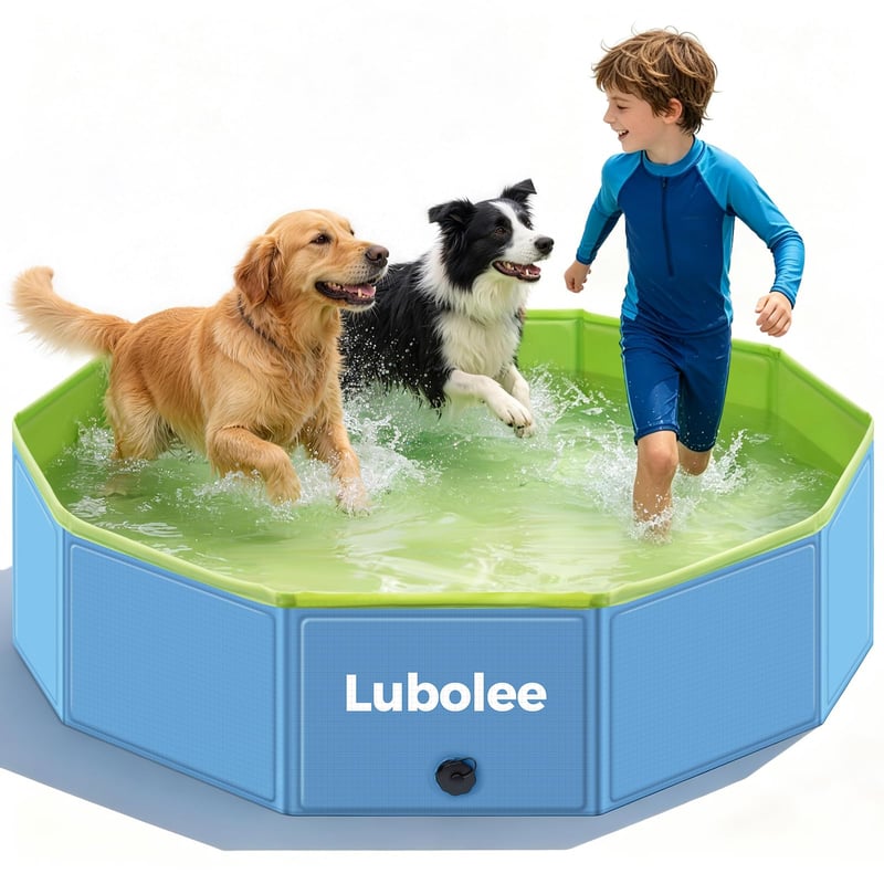 Lubolee bazén pre veľké psy – skladacia vaňa a bazénik pre psov s protišmykovým povrchom, zo zosilneného PVC materiálu, 120x30 cm