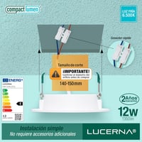 LUCERNA LED Beépíthető Négyzet Spotlámpa 6500K Hideg Fehér 12W 6 Darab 2