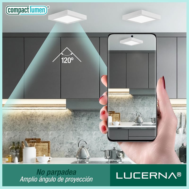 LUCERNA Négyzet Alakú LED Mennyezeti Lámpa, 6W, Hideg Fehér Fény 6500K, 620 Lumen, Modern Stílusú Műanyag Plafon Világítás, 6 db Csomag