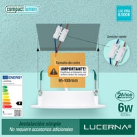 LUCERNA Négyzet Alakú LED Süllyesztett Mennyezeti Lámpa, 6 db, Hideg Fehér Fény (6500K), 6W, Kompakt Méret, Szerelési Kellékekkel 2