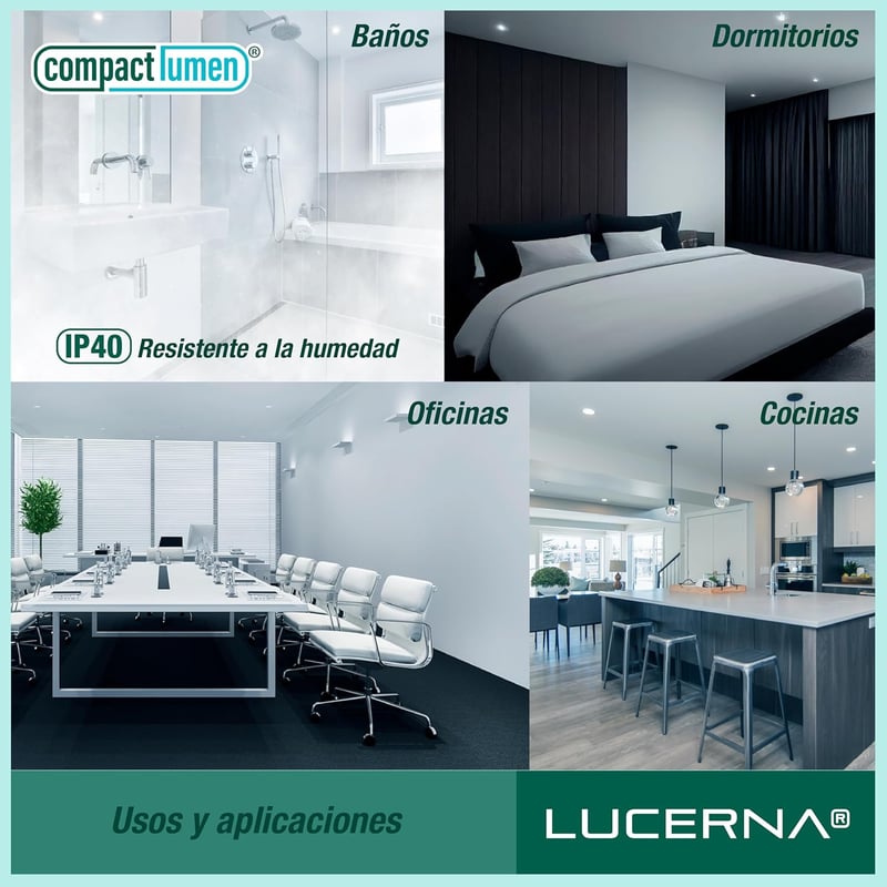 LUCERNA Süllyeszthető LED Mennyezeti Lámpa 12W - Hideg Fehér 6500K Kerek Spotlámpa - 1350 Lumen - 140-150mm Beépíthető Downlight - 6 darabos