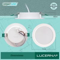 LUCERNA Süllyeszthető LED Mennyezeti Lámpa 12W - Hideg Fehér 6500K Kerek Spotlámpa - 1350 Lumen - 140-150mm Beépíthető Downlight - 6 darabos 6