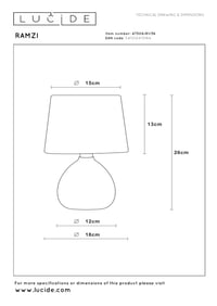 Stolná lampa Lucide RAMZI – Sivá – Ø 18 cm – Pätica E14 – Teplé biele svetlo – Nočná lampa 6