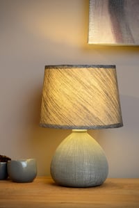 Stolná lampa Lucide RAMZI – Sivá – Ø 18 cm – Pätica E14 – Teplé biele svetlo – Nočná lampa 4