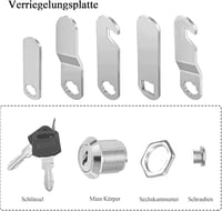 luckaide levélszekrényzár 16 mm, 5 különböző zárlemezzel, bútorajtóhoz 3