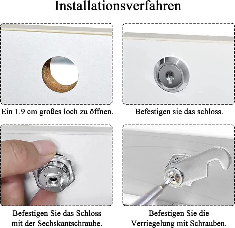 luckaide Postaláda Zár 20mm, 5 Féle Zárlemez, Bútor Zár 4 Kulccsal, 18mm Átmérő