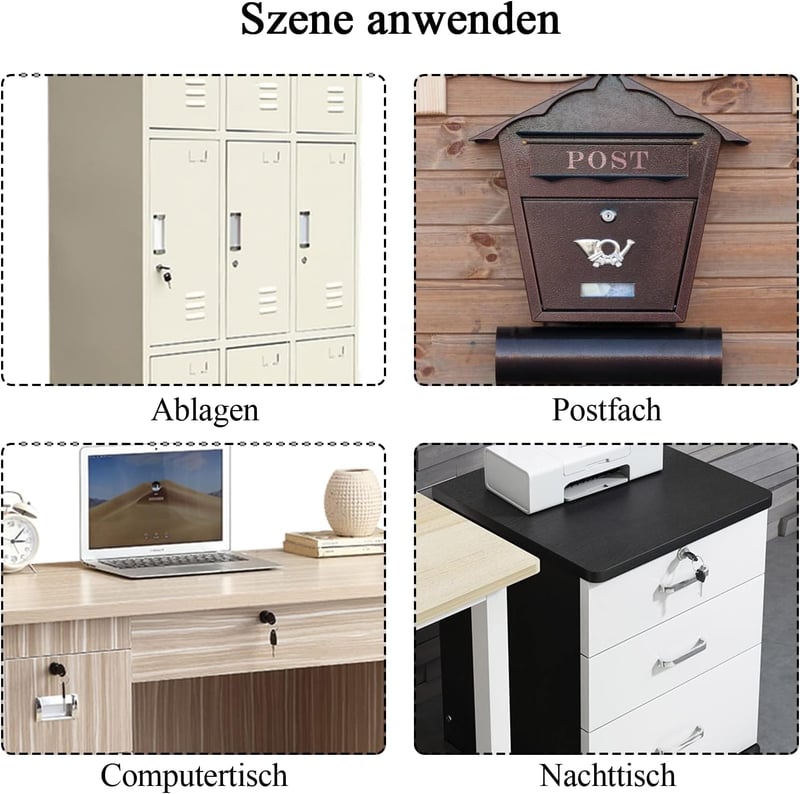luckaide Postaláda Zár 20mm, 5 Féle Zárlemez, Bútor Zár 4 Kulccsal, 18mm Átmérő