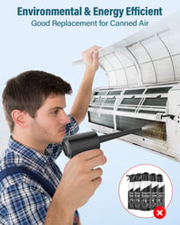 Suflantă Electrică cu Aer LUCKEA pentru Curățarea PC-ului – Air Duster cu 3 Viteze, Acumulator de 6000 mAh, Lumină LED, Dispozitiv de Curățare cu Aer pentru Tastatură și Laptop 8