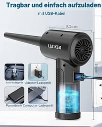 Suflantă Electrică cu Aer LUCKEA pentru Curățarea PC-ului – Air Duster cu 3 Viteze, Acumulator de 6000 mAh, Lumină LED, Dispozitiv de Curățare cu Aer pentru Tastatură și Laptop 9