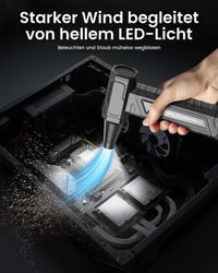 Elektrický fúkač LUCKEA W18, 200 000 ot./min – 4-rýchlostný mini čistič na PC s LED svetlom, na čistenie klávesnice a elektroniky, čierny 4