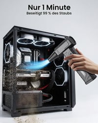 Elektrický fúkač LUCKEA W18, 200 000 ot./min – 4-rýchlostný mini čistič na PC s LED svetlom, na čistenie klávesnice a elektroniky, čierny 2