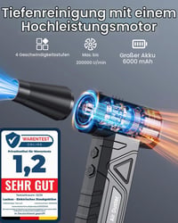 Elektrický fúkač LUCKEA W18, 200 000 ot./min – 4-rýchlostný mini čistič na PC s LED svetlom, na čistenie klávesnice a elektroniky, čierny 3